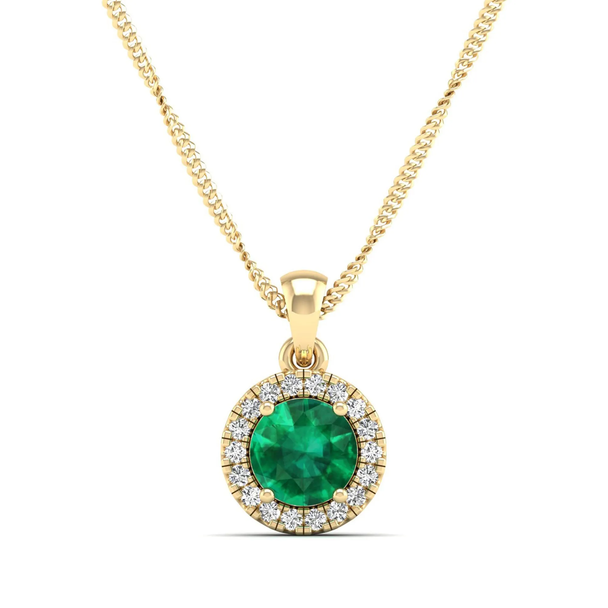 Classic Round Emerald and Diamond Pendant