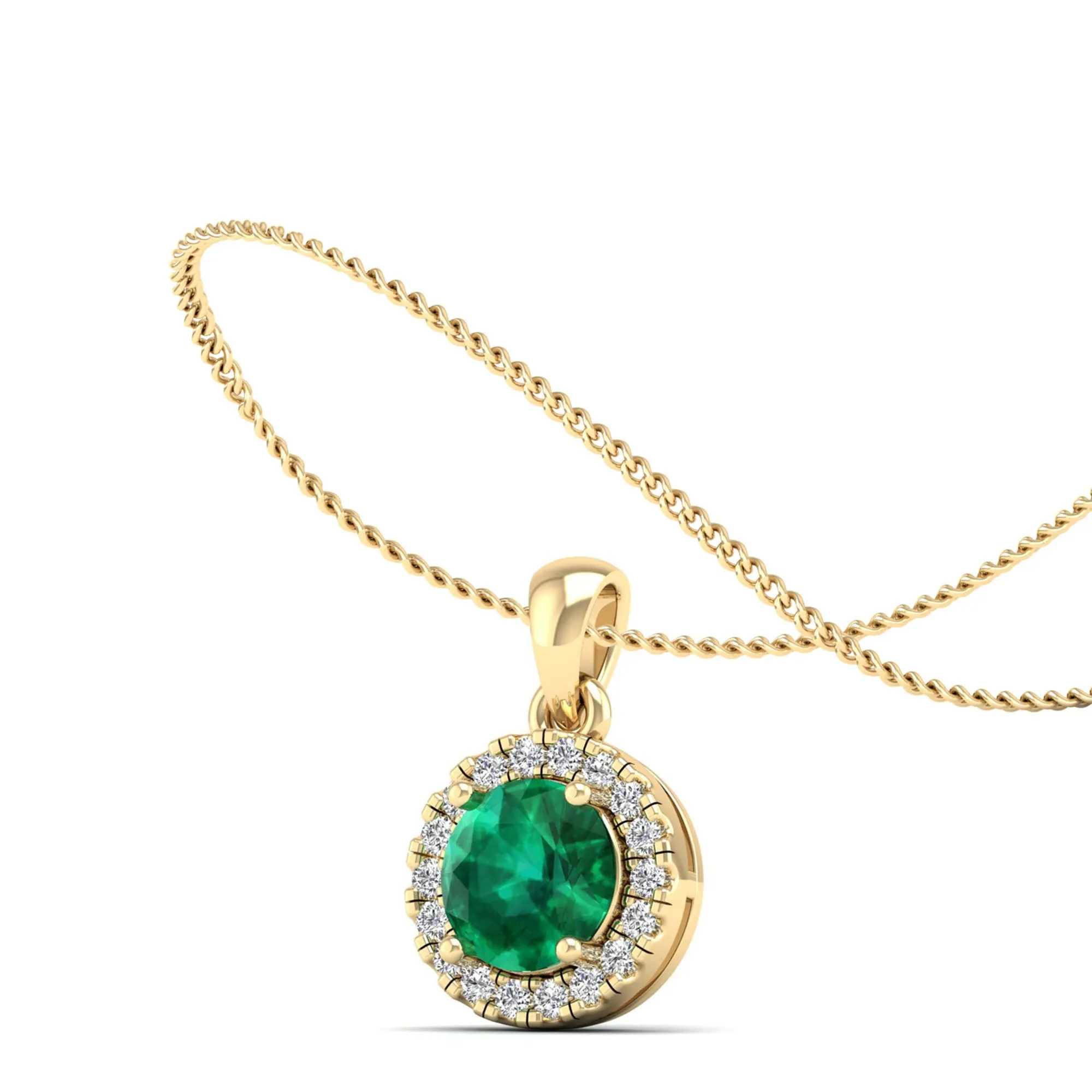 Classic Round Emerald and Diamond Pendant