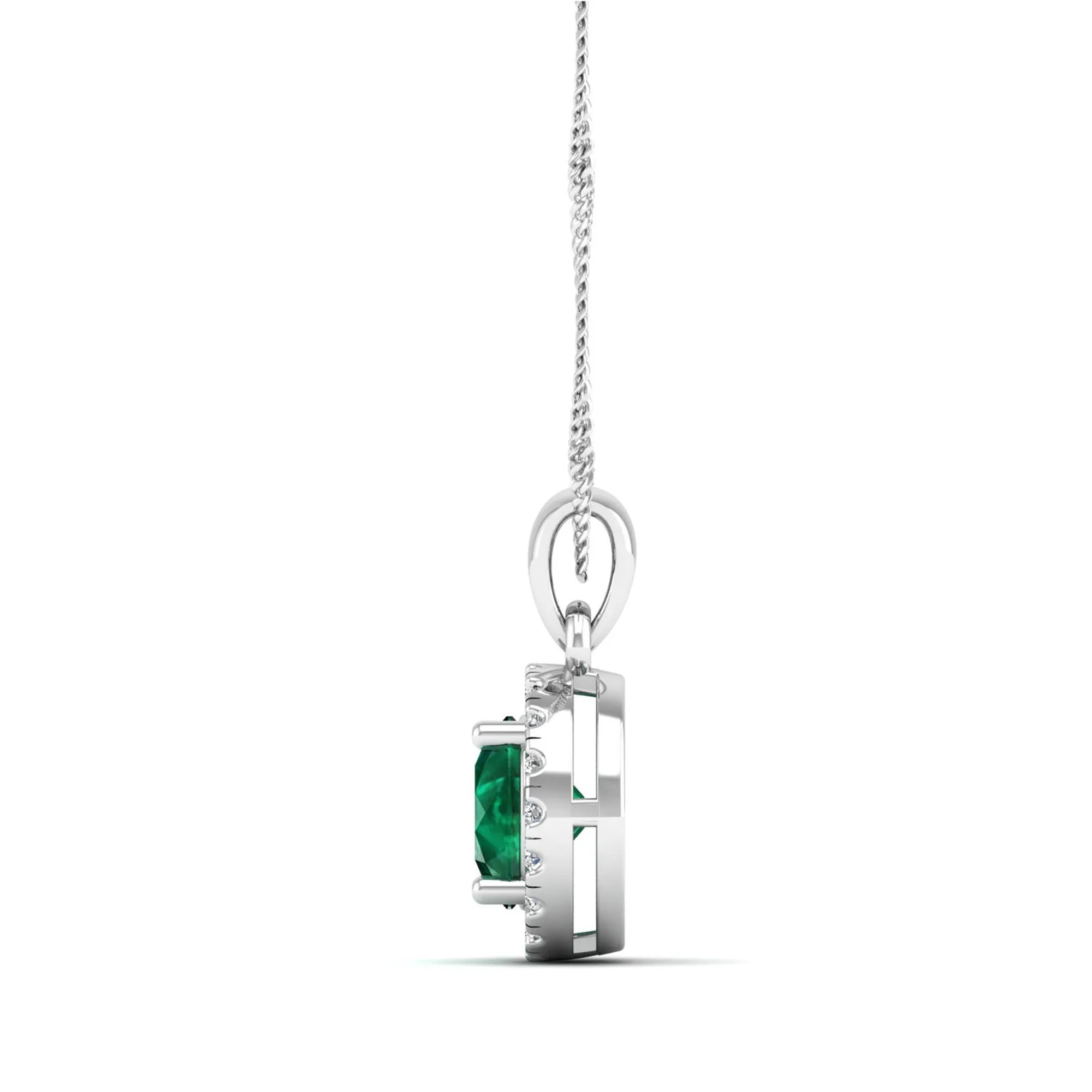 Classic Round Emerald and Diamond Pendant