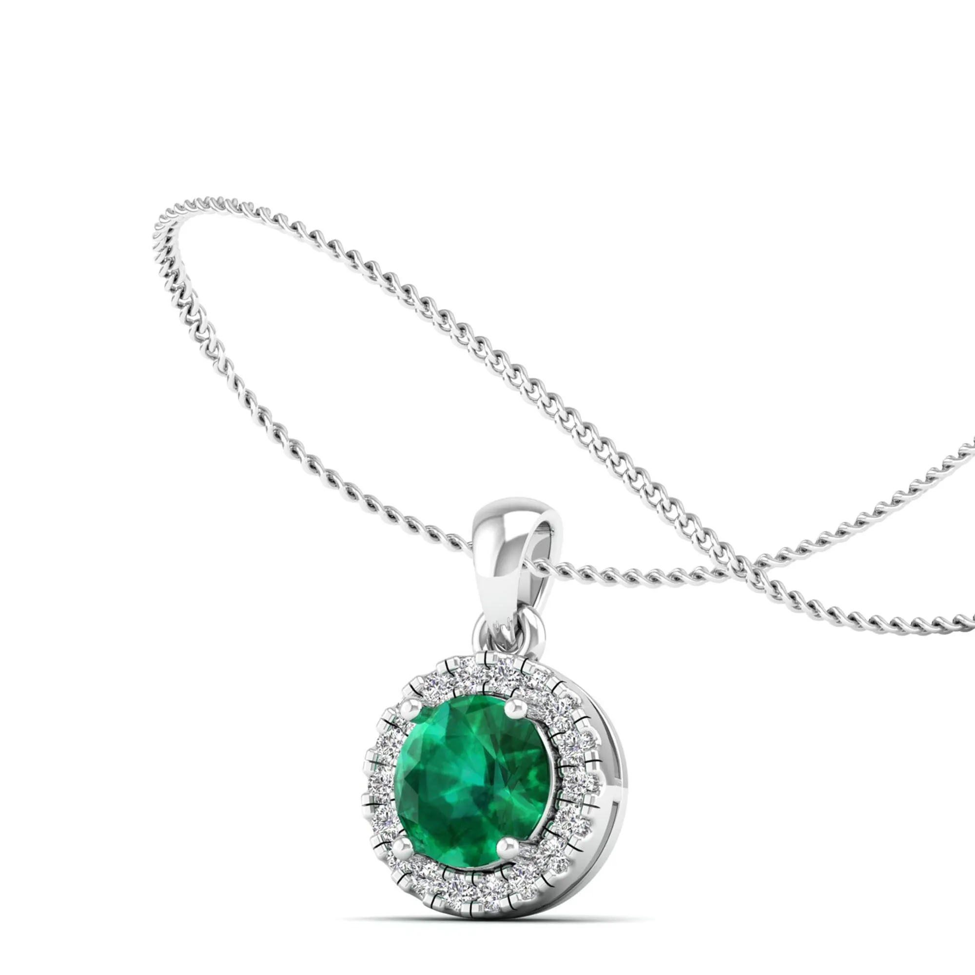 Classic Round Emerald and Diamond Pendant
