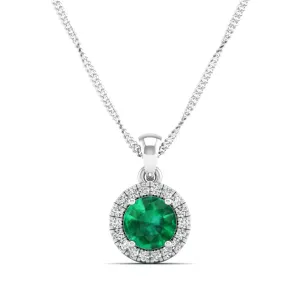 Classic Round Emerald and Diamond Pendant