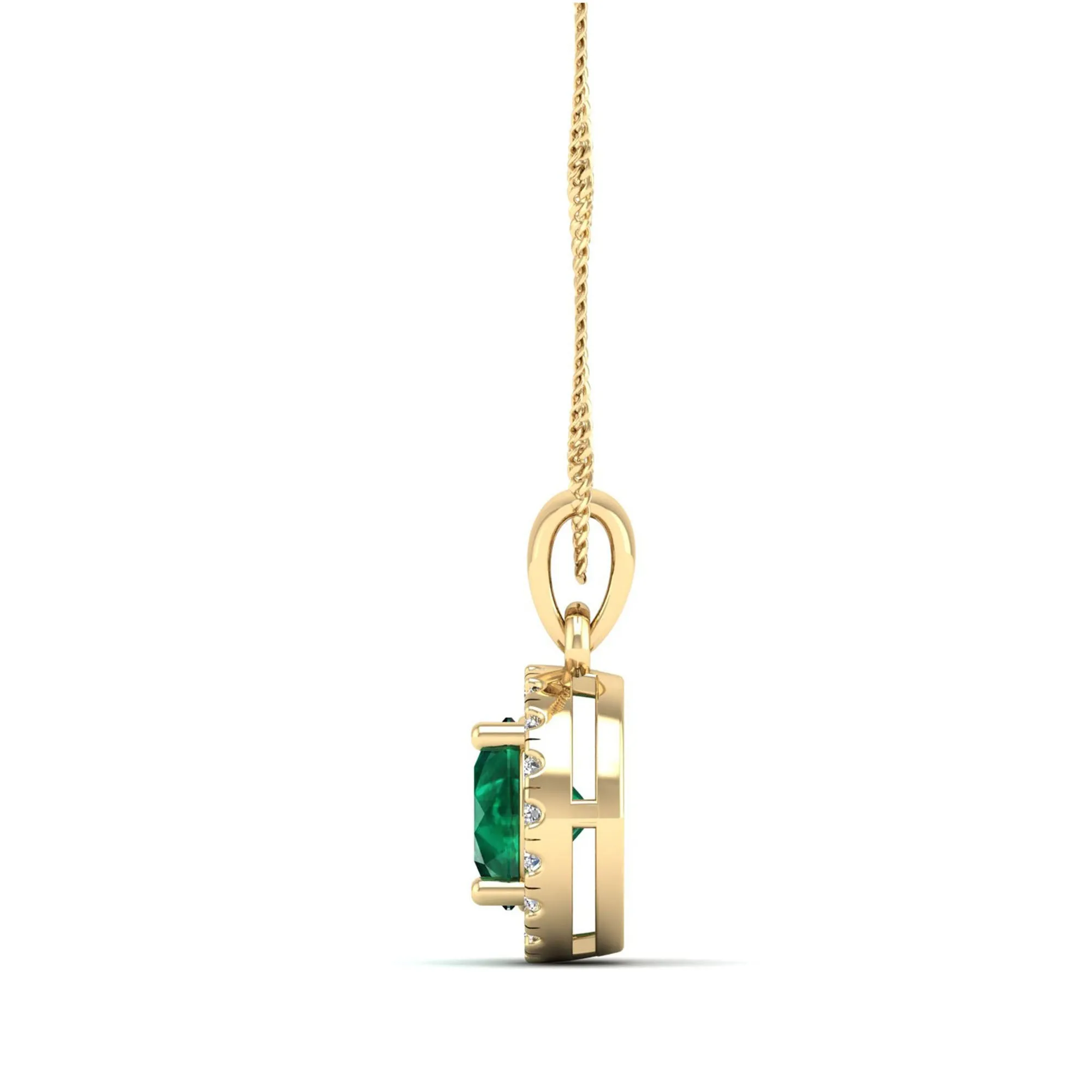 Classic Round Emerald and Diamond Pendant