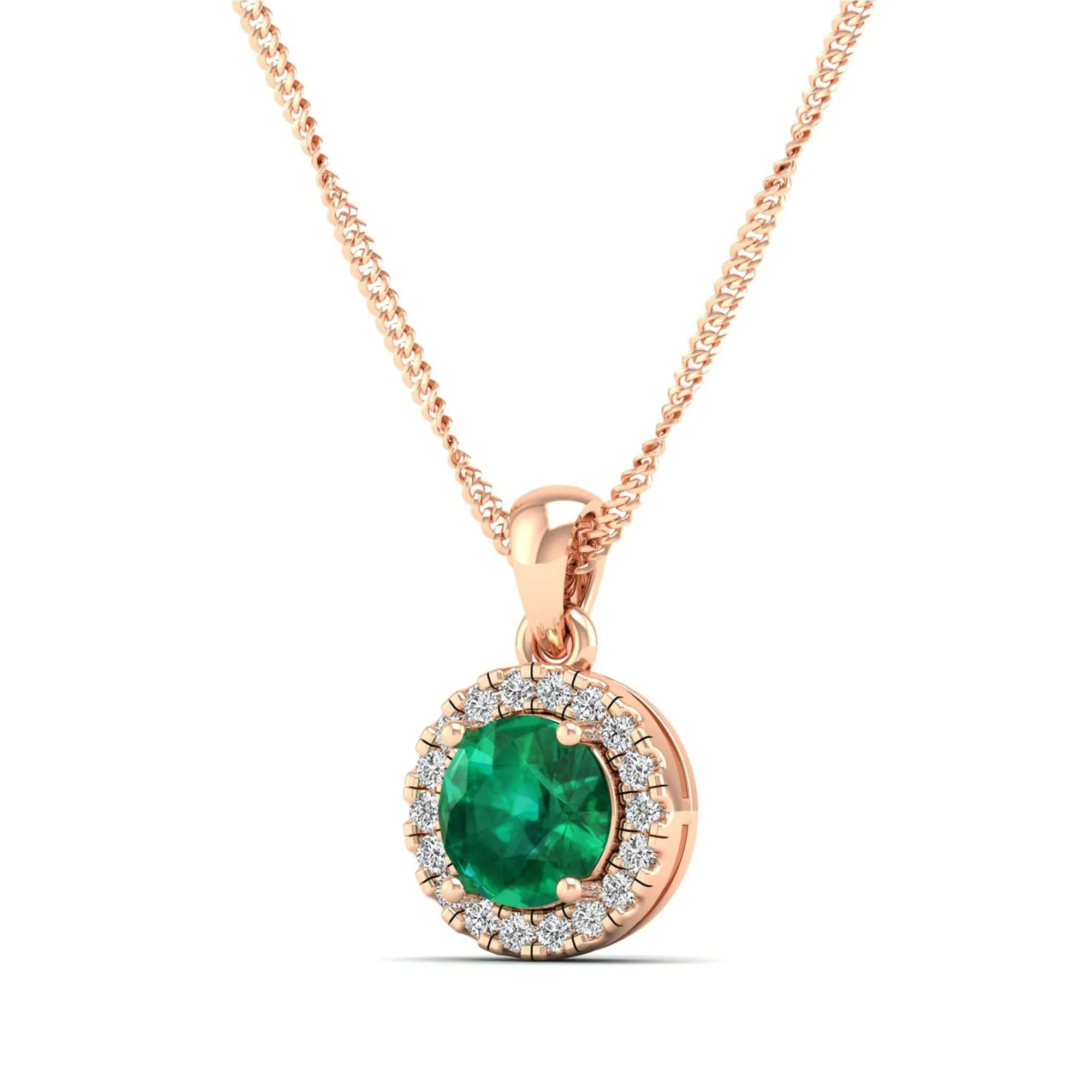 Classic Round Emerald and Diamond Pendant