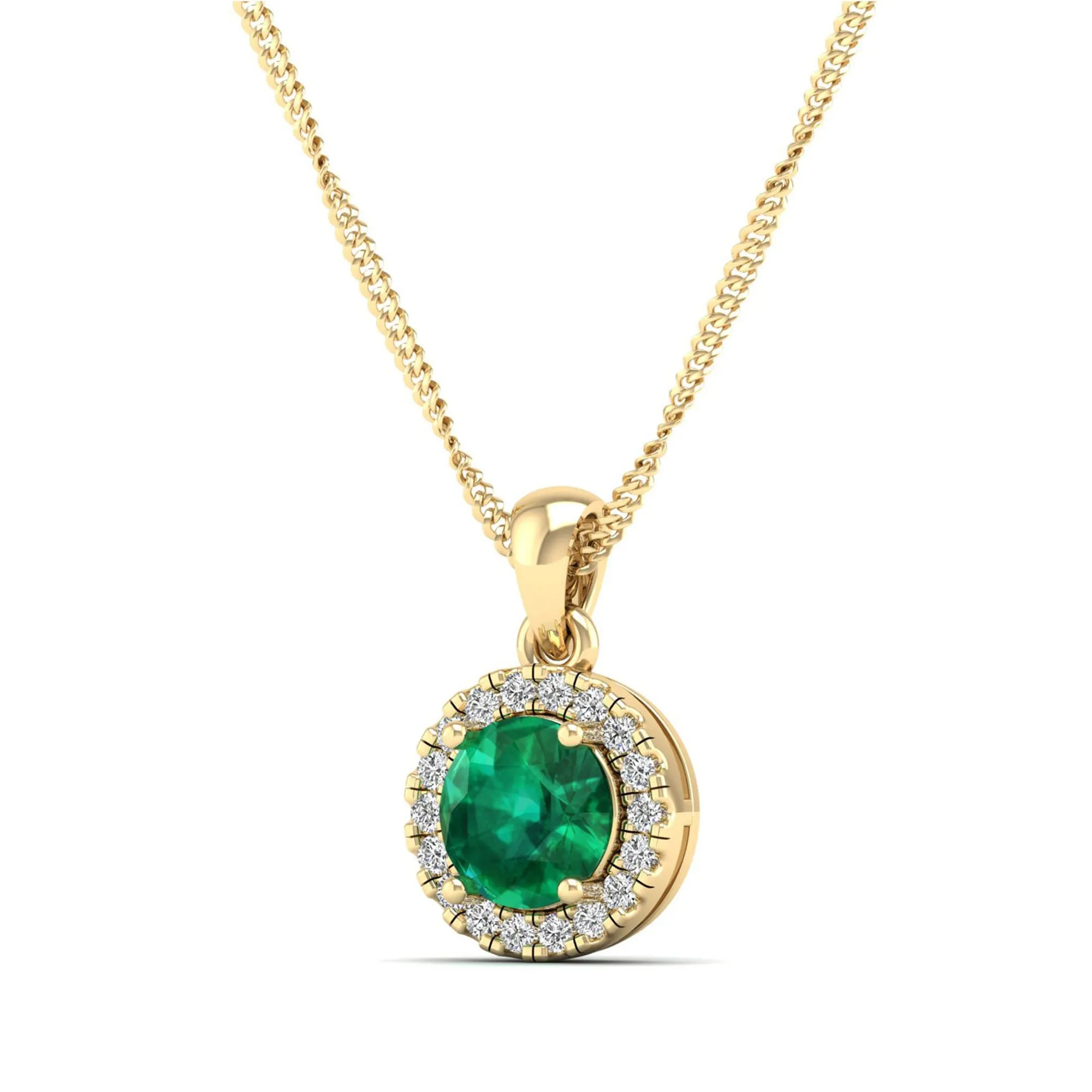 Classic Round Emerald and Diamond Pendant
