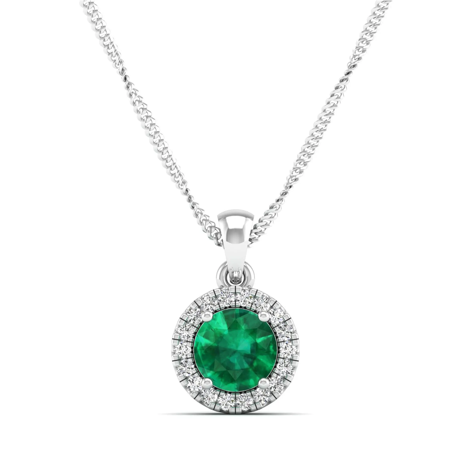 Classic Round Emerald and Diamond Pendant