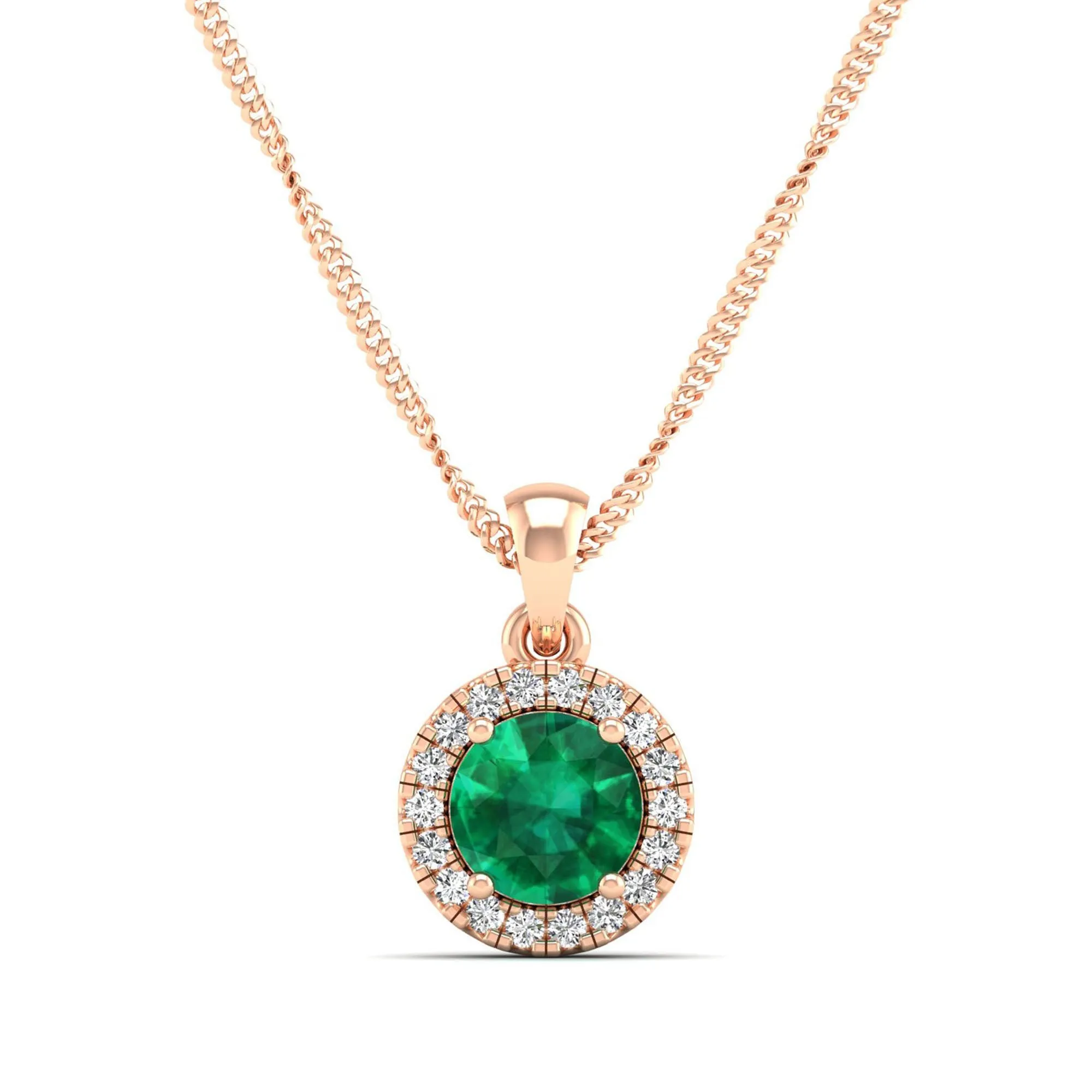 Classic Round Emerald and Diamond Pendant