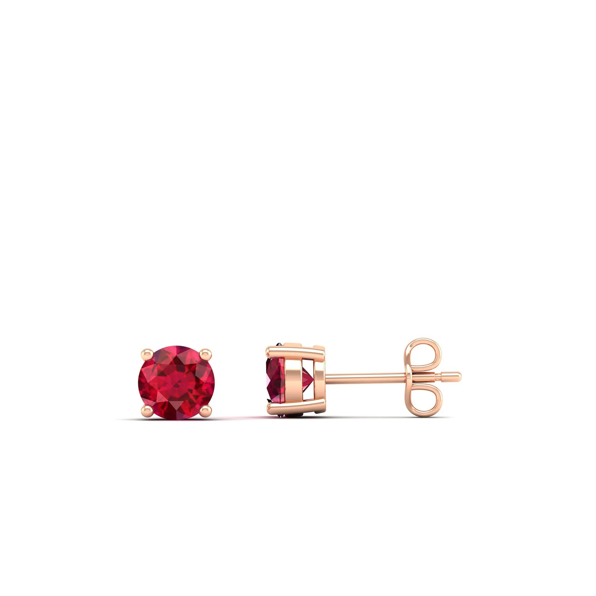 Classic Round Ruby Prong Stud Earrings