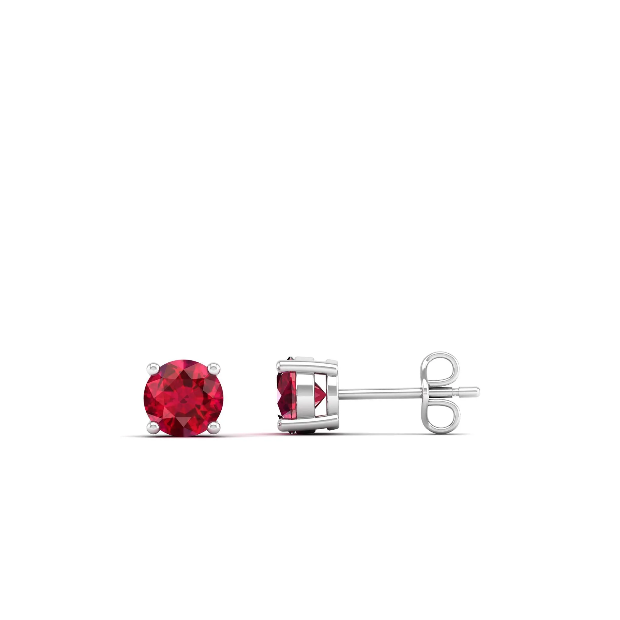 Classic Round Ruby Prong Stud Earrings