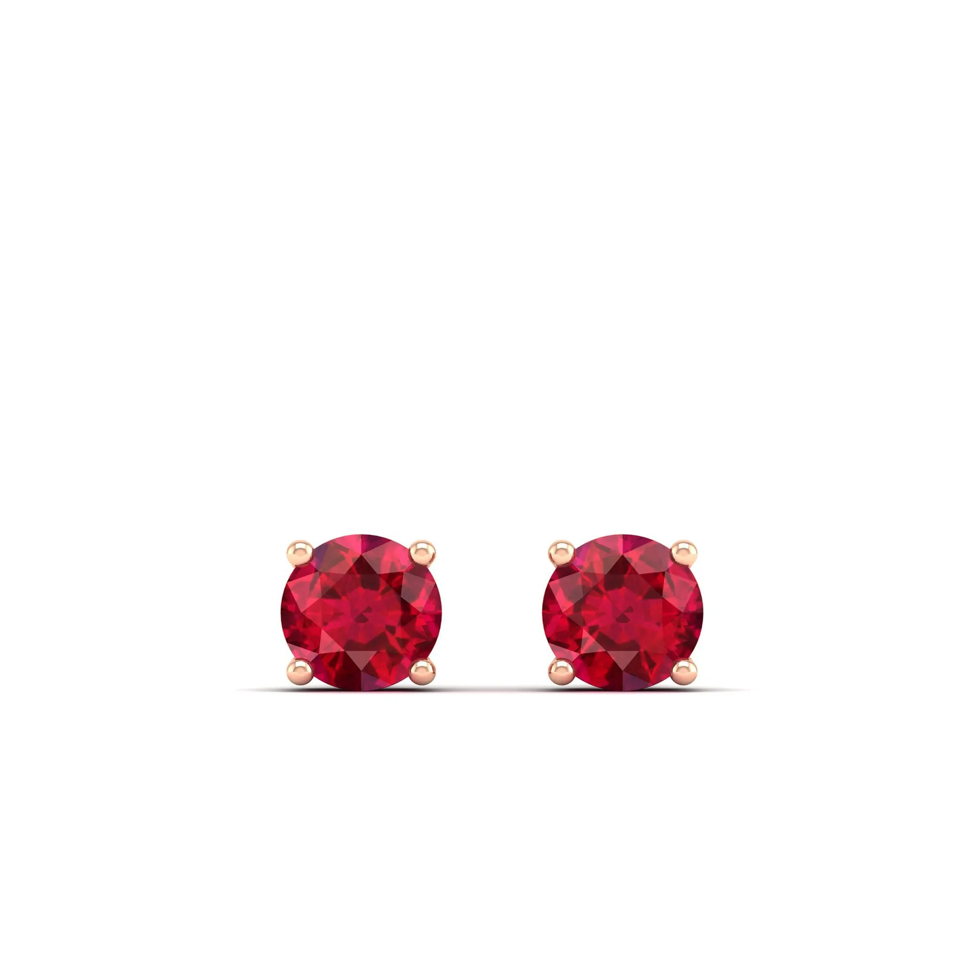 Classic Round Ruby Prong Stud Earrings