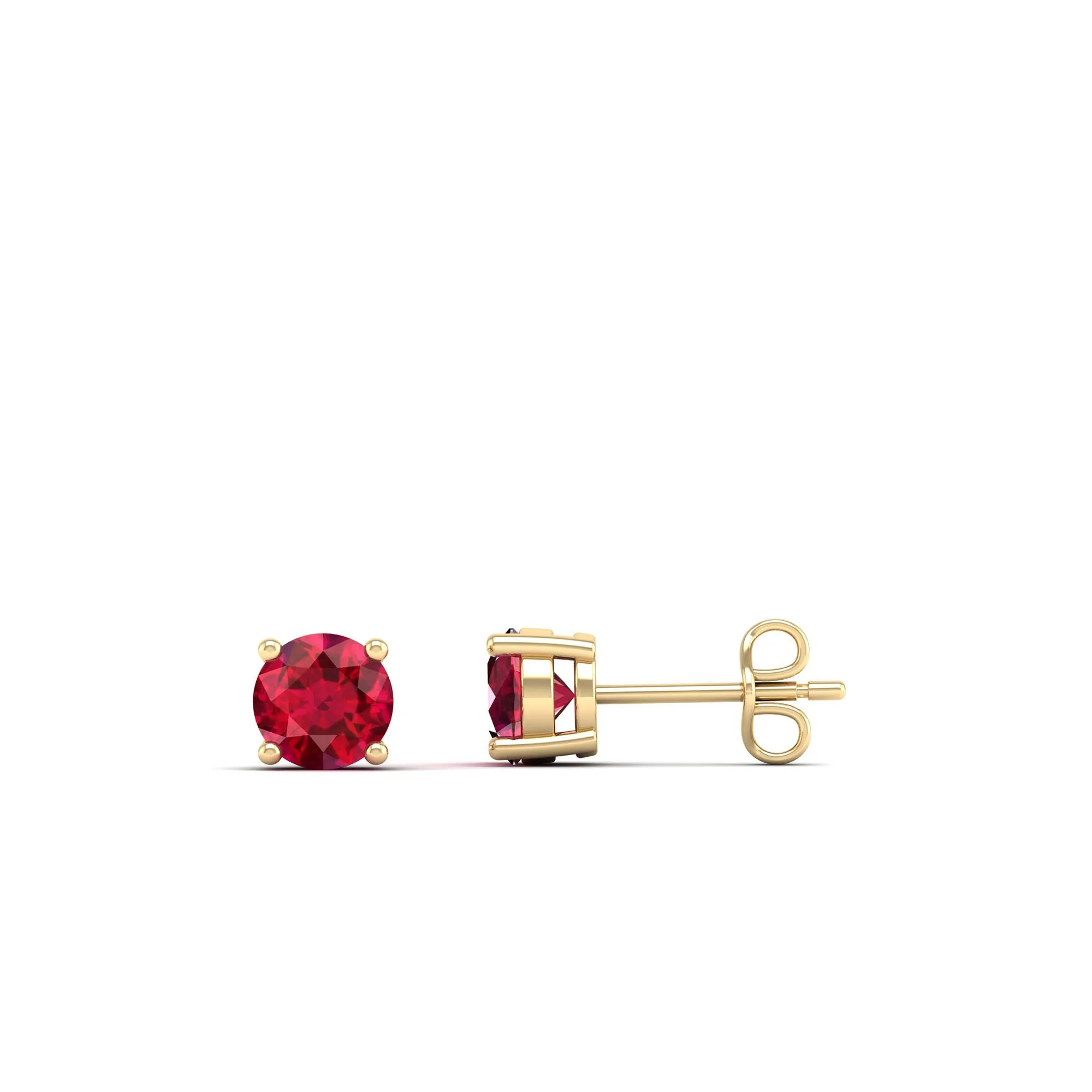 Classic Round Ruby Prong Stud Earrings