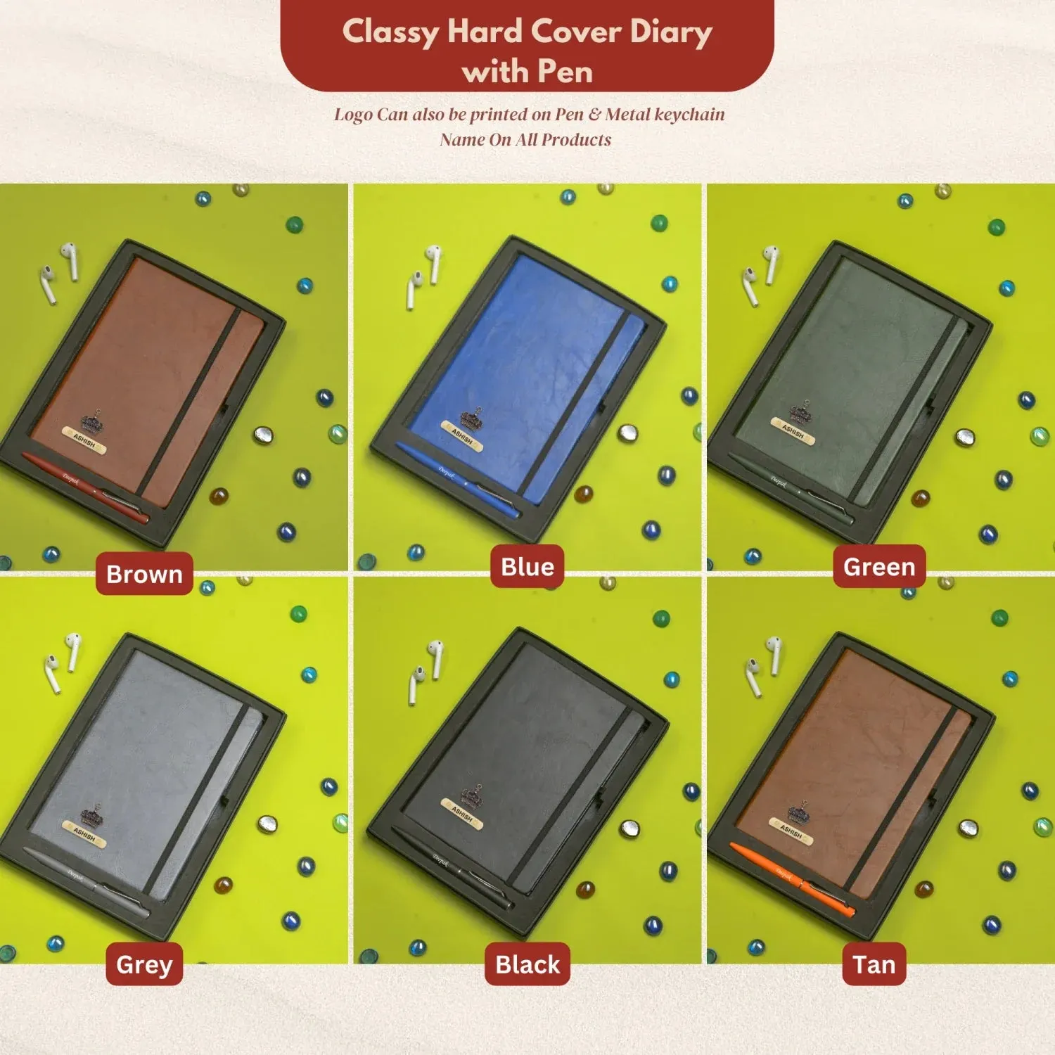 Classy Hardcover Diary   Classic Metal Pen - Blue