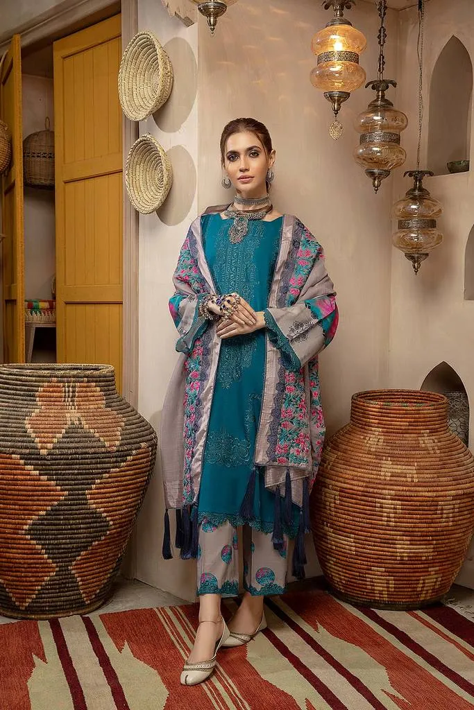 CNW-10 | Charizma Naranji Unstitched Embroidered Khaddar With Embroidered Shawl Vol-1 Collection | Unstitched Embroidered Suit