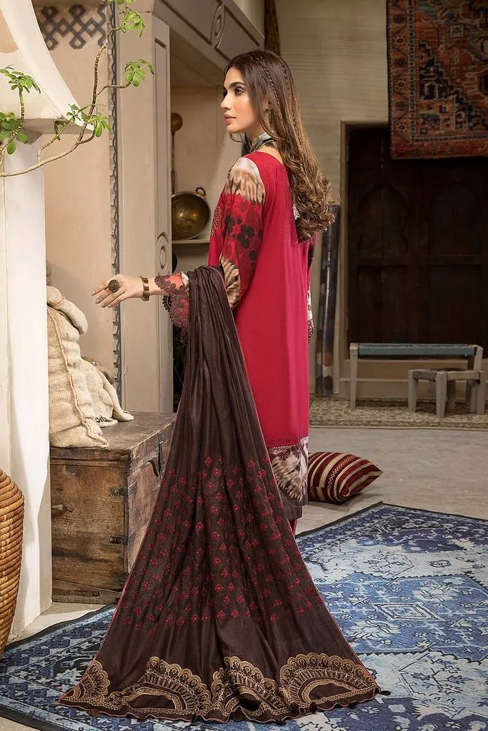 CNW-4 | Charizma Naranji Unstitched Embroidered Khaddar With Embroidered Shawl Vol-1 Collection | Unstitched Embroidered Suit