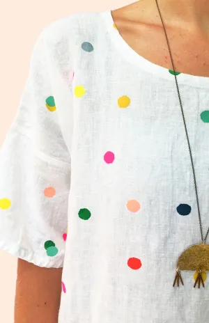 Confetti Screen Printed 100% linen dress