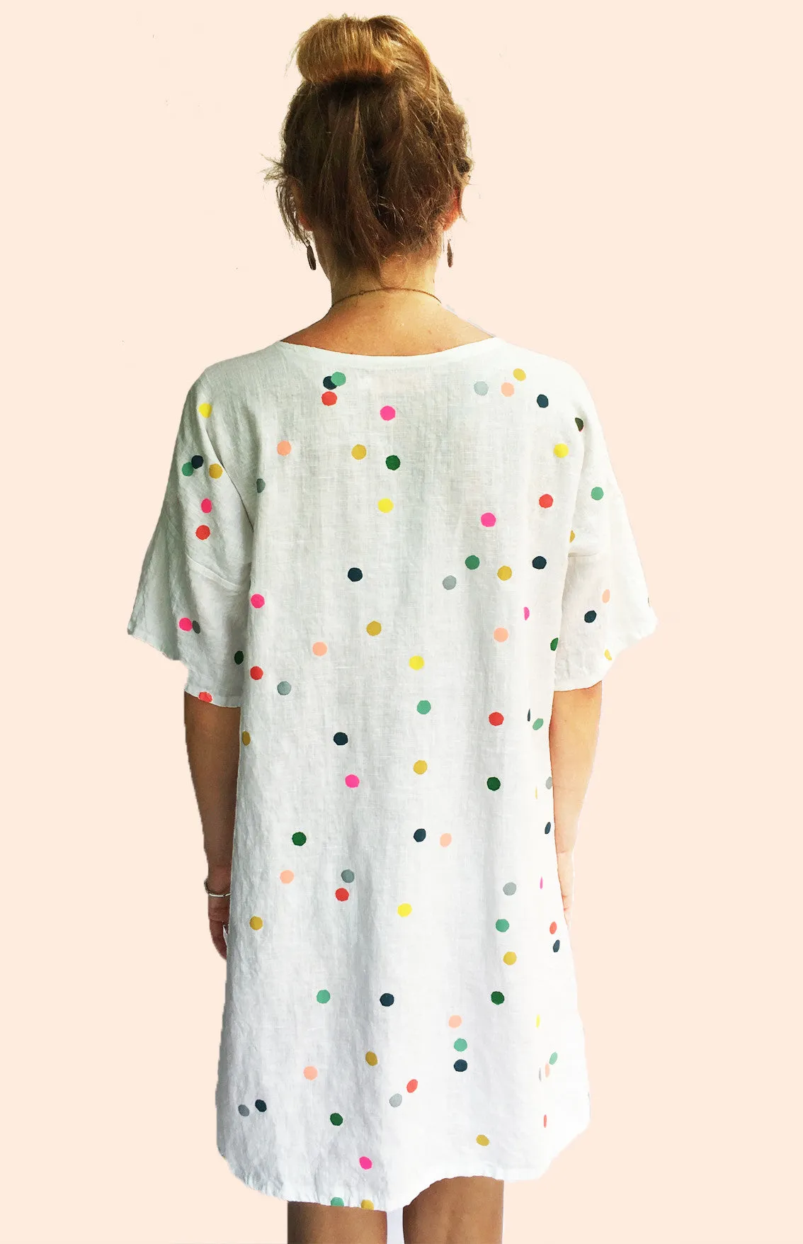 Confetti Screen Printed 100% linen dress