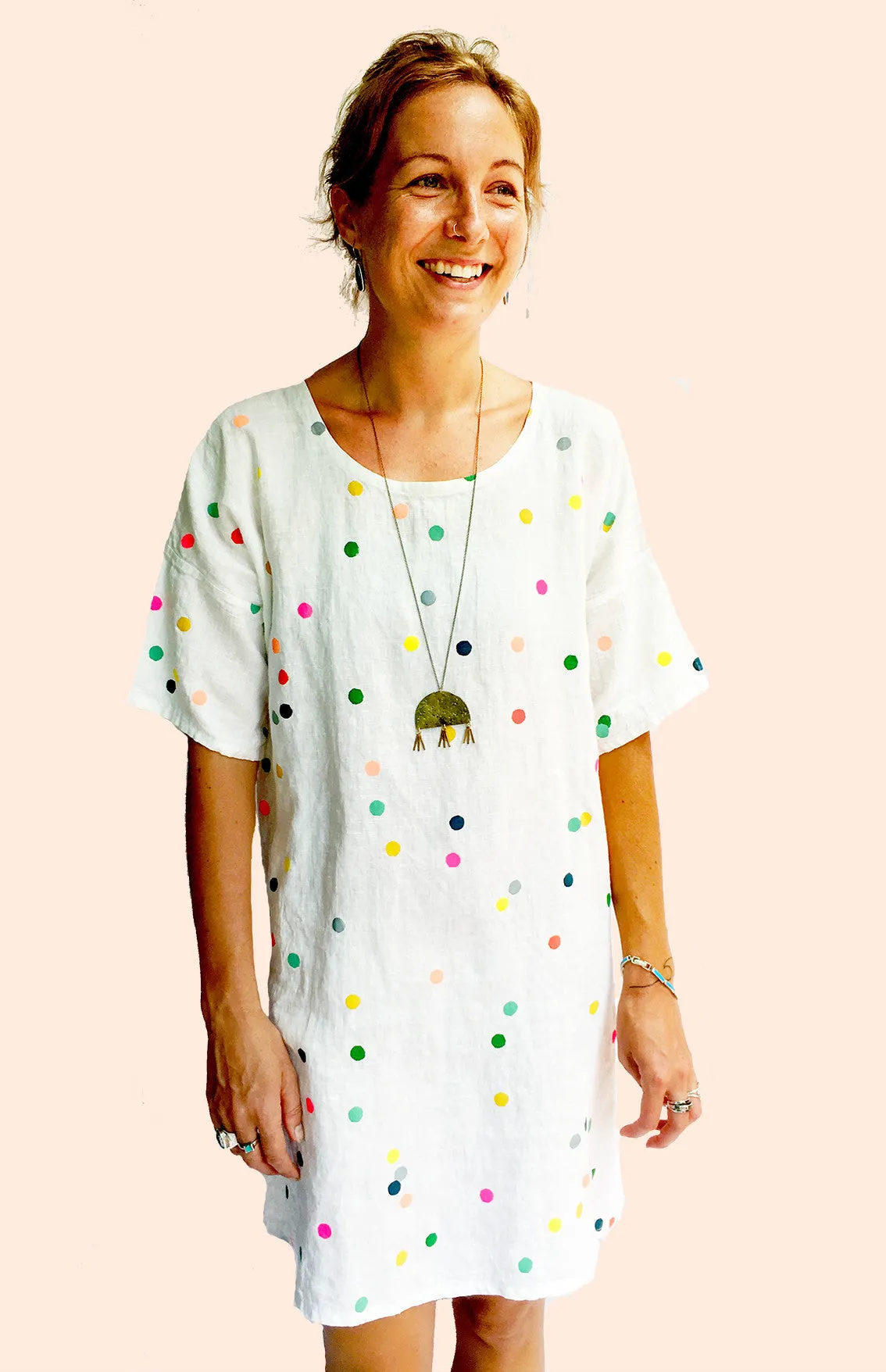 Confetti Screen Printed 100% linen dress