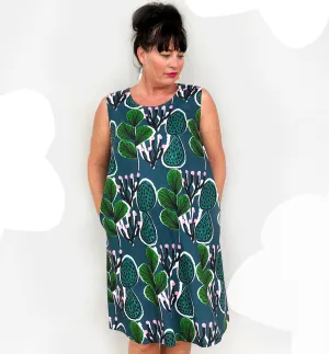 Coral Cactus navy dress with tie.
