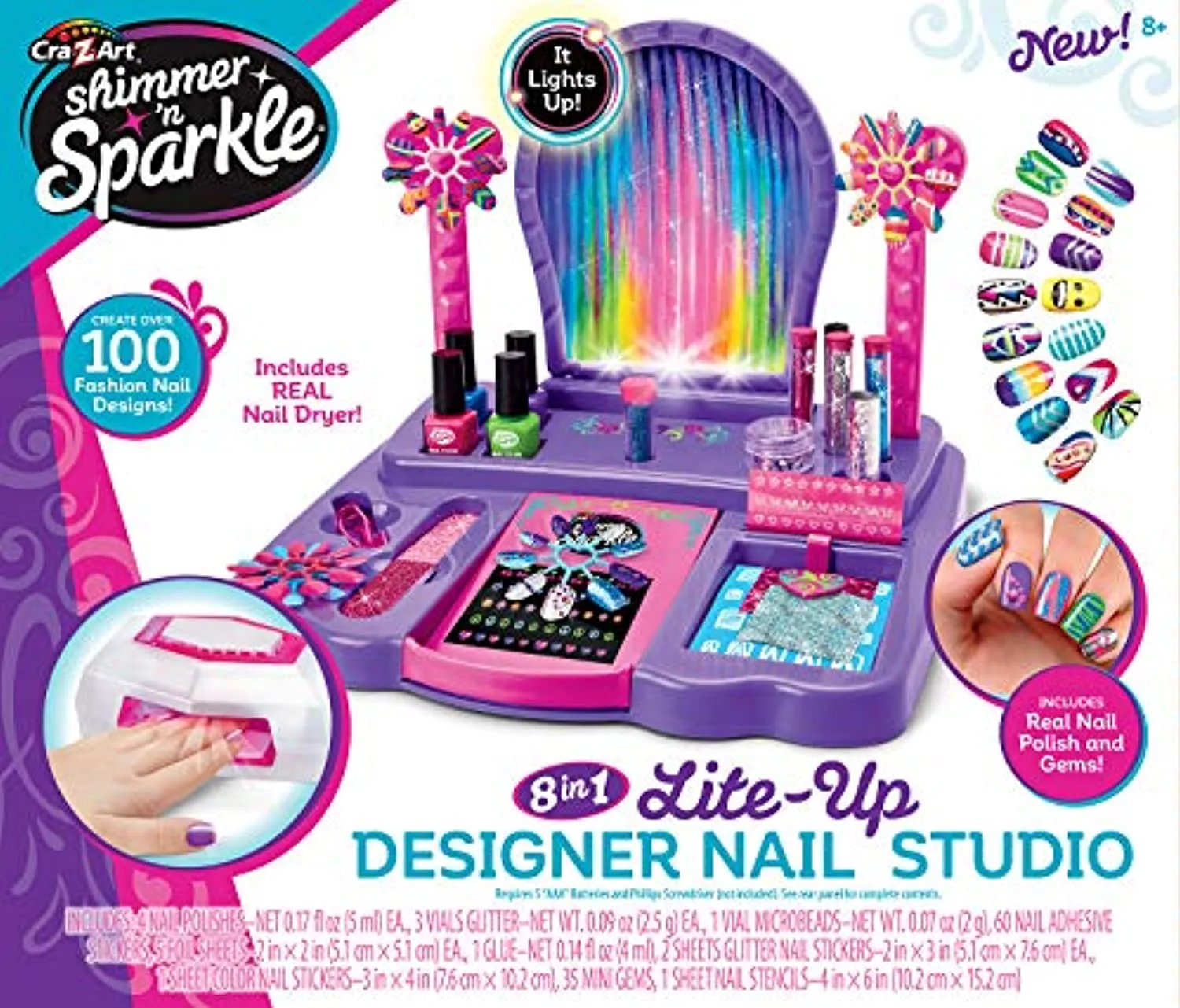 Cra-Z-Art Shimmer 'n Sparkle 8-in-1 Lite-Up Designer Nail Studio