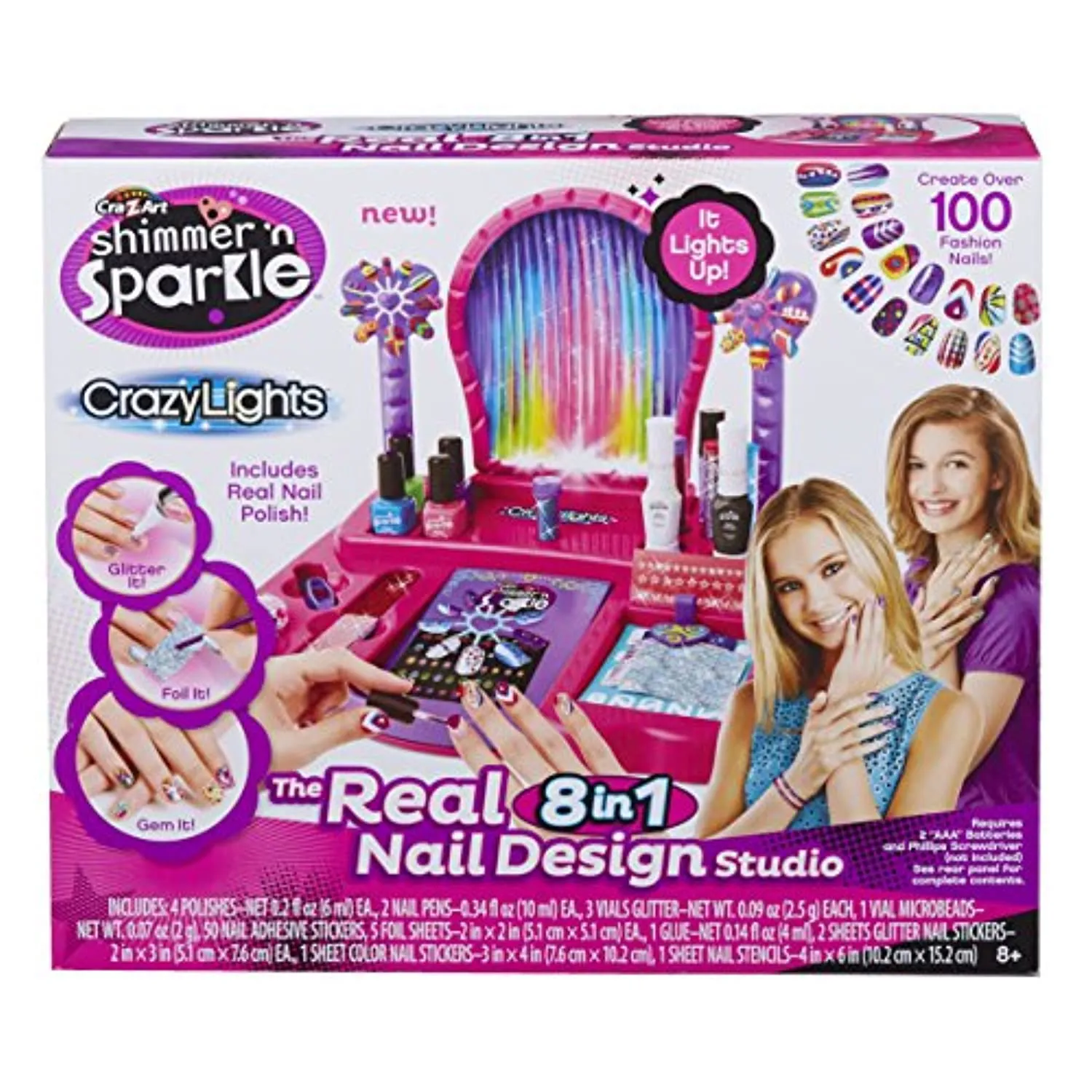 Cra-Z-Art Shimmer 'n Sparkle 8-in-1 Lite-Up Designer Nail Studio