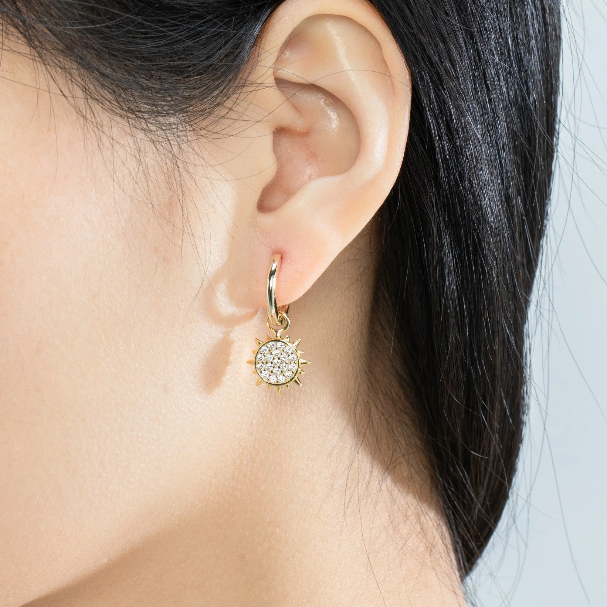 Crystal Sun Celestial Hoop Earrings