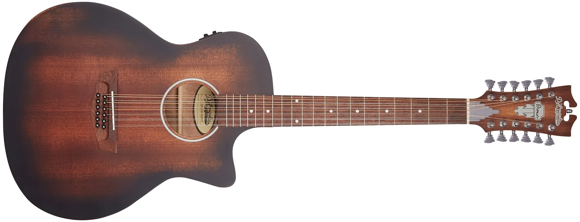 D'Angelico Premier Fulton LS 12 String Acoustic / Electric Guitar, Aged Mahogany