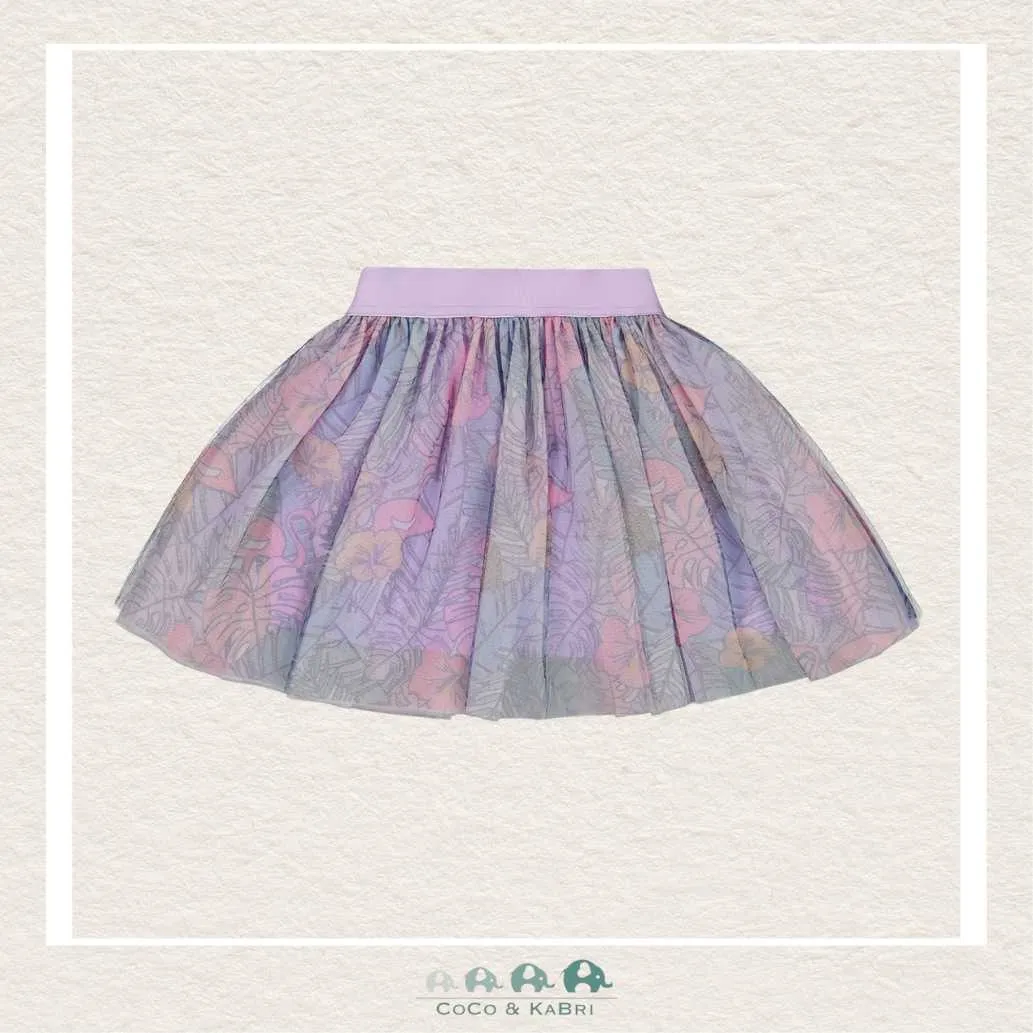 Deux Par Deux Printed Mesh Skirt - Flamingo Jungle