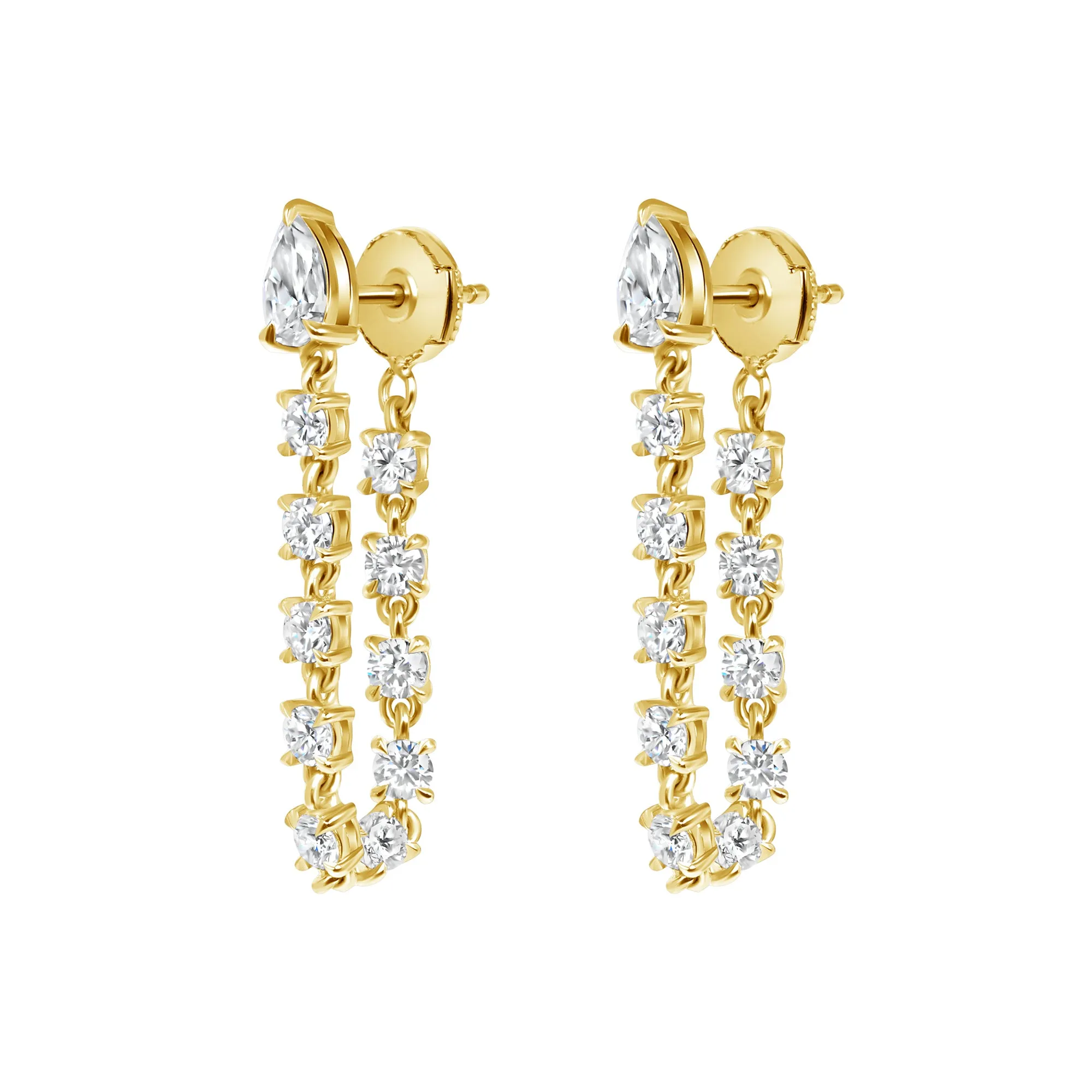 Diamond Loop Earring with Pear Stud