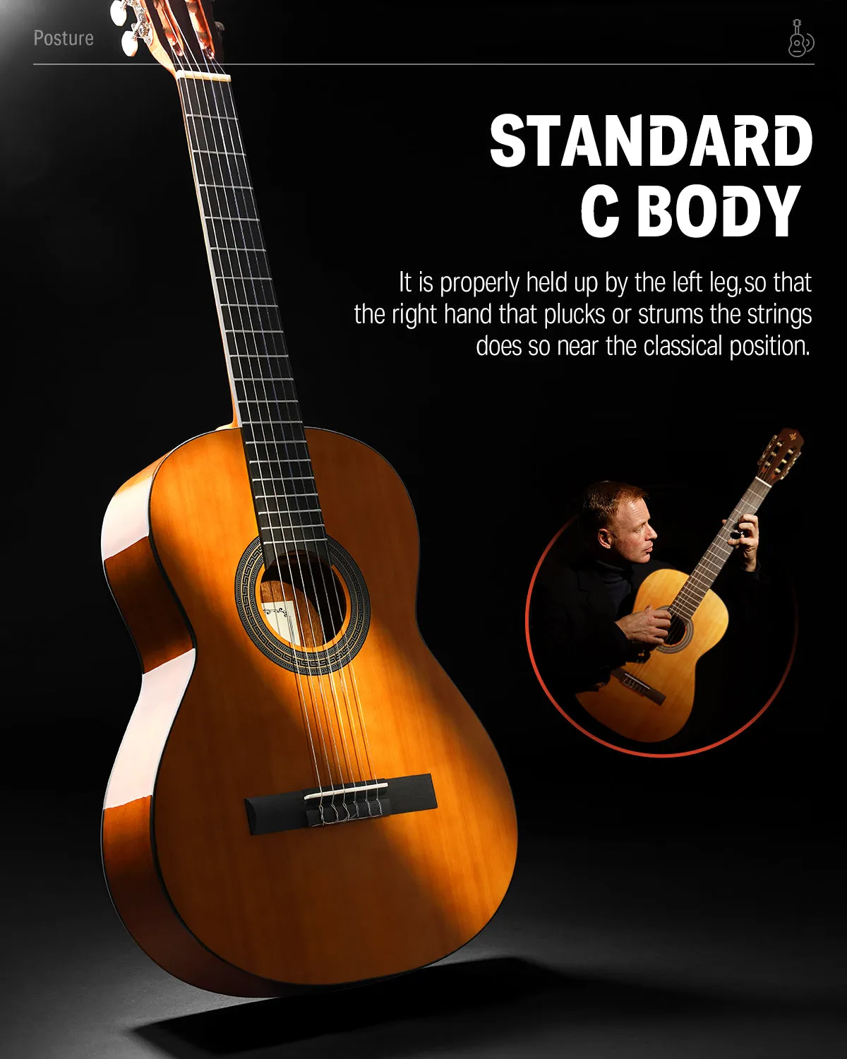 Donner DCG-162BR 39 Inch Classical Right Handed  Acoustic Guitar Beginner Kit Mahogany, Brown