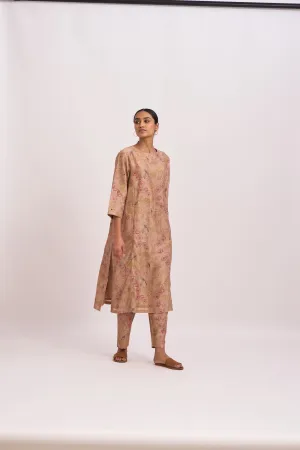 Dot   I   Mridul creek Kurta Set  Chanderi Printed Kurta and Pant. Beige SS24-ES-B