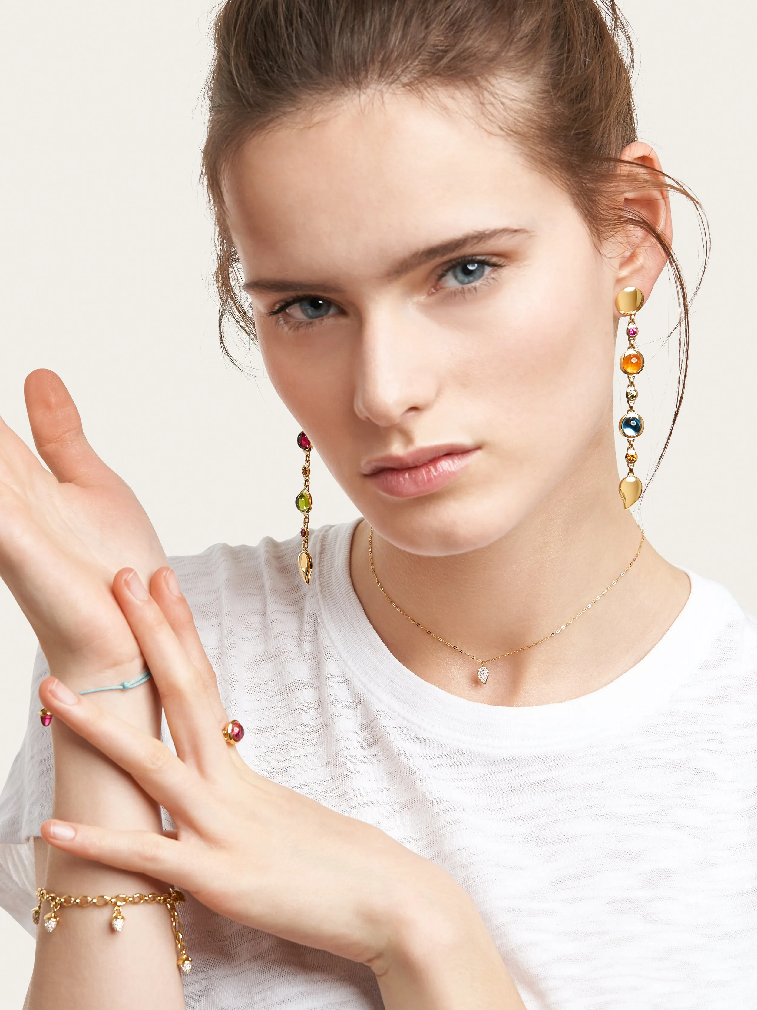 Earrings BOUTON Long 'Candy' / Sapphire