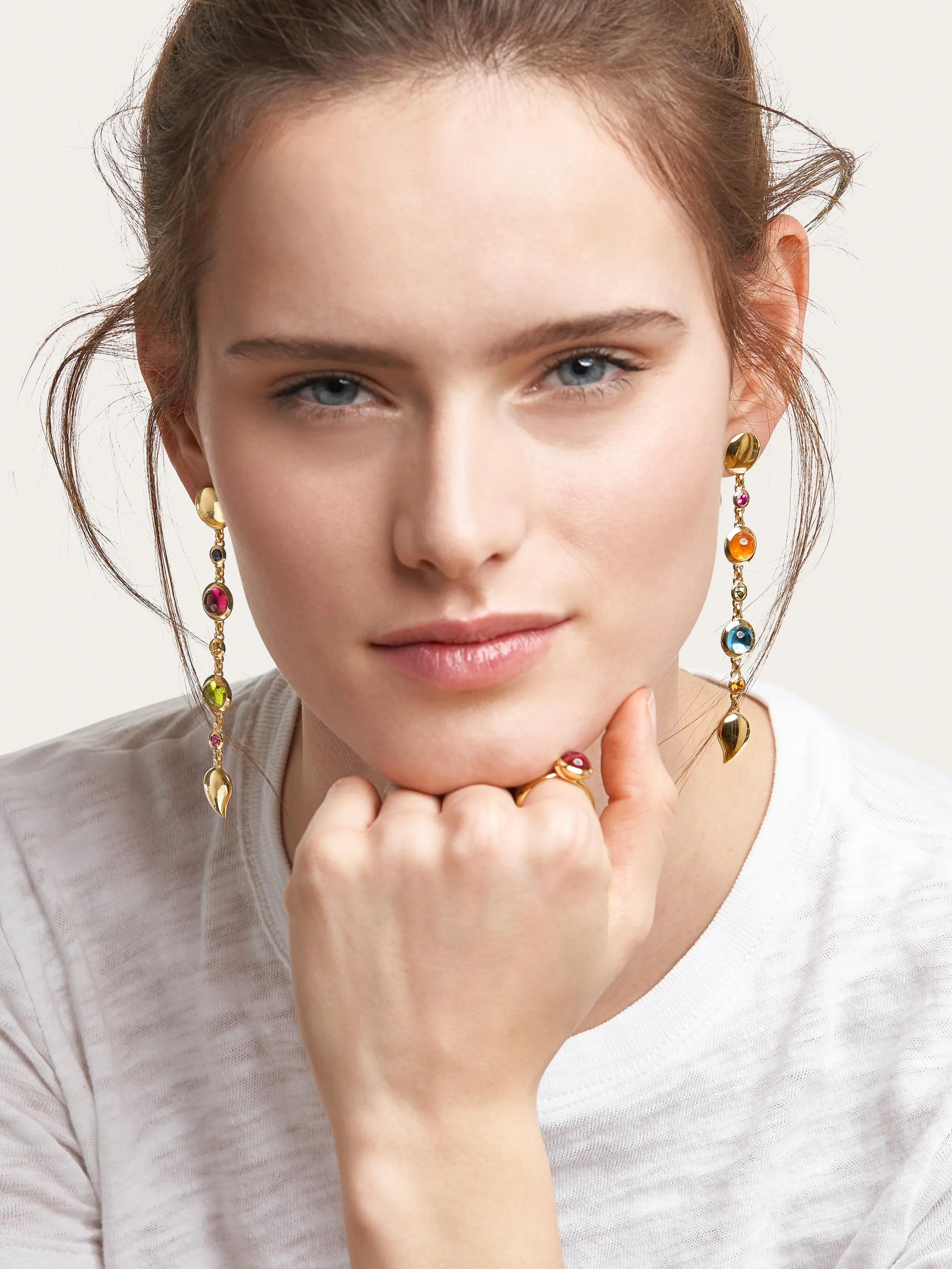 Earrings BOUTON Long 'Candy' / Sapphire