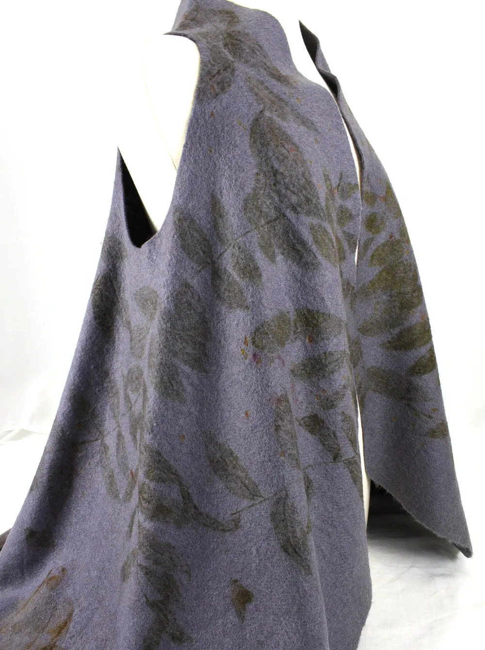 Eco printed recycled wool wearable art swing vest