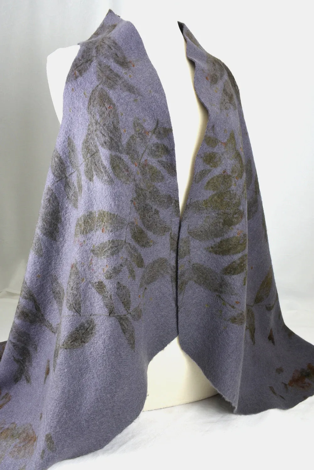 Eco printed recycled wool wearable art swing vest