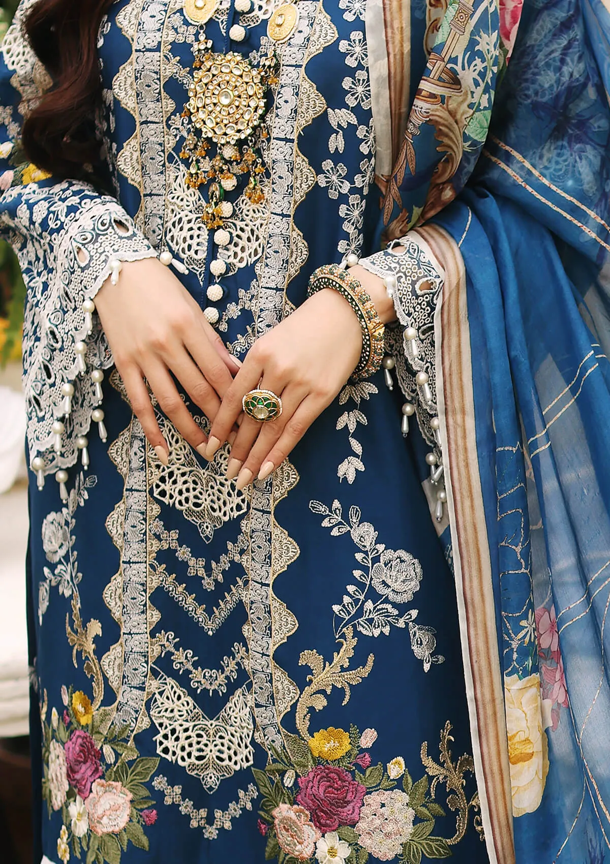 ELF-9B Azurite | Elaf Luxury Festive Lawn Collection 2022 | Unstitched Embroidered Lawn Suits