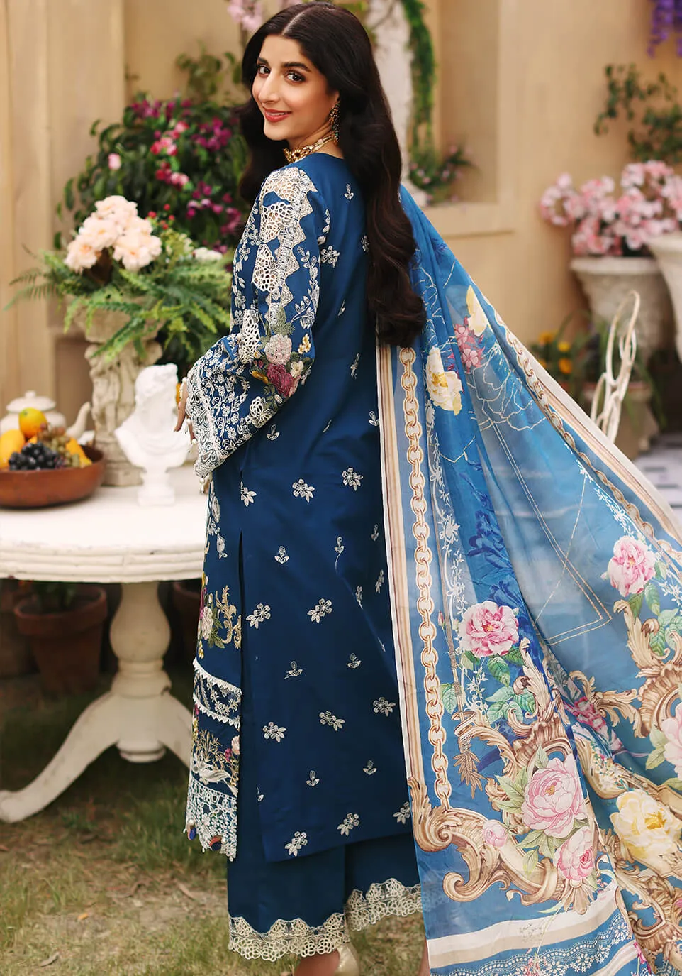 ELF-9B Azurite | Elaf Luxury Festive Lawn Collection 2022 | Unstitched Embroidered Lawn Suits