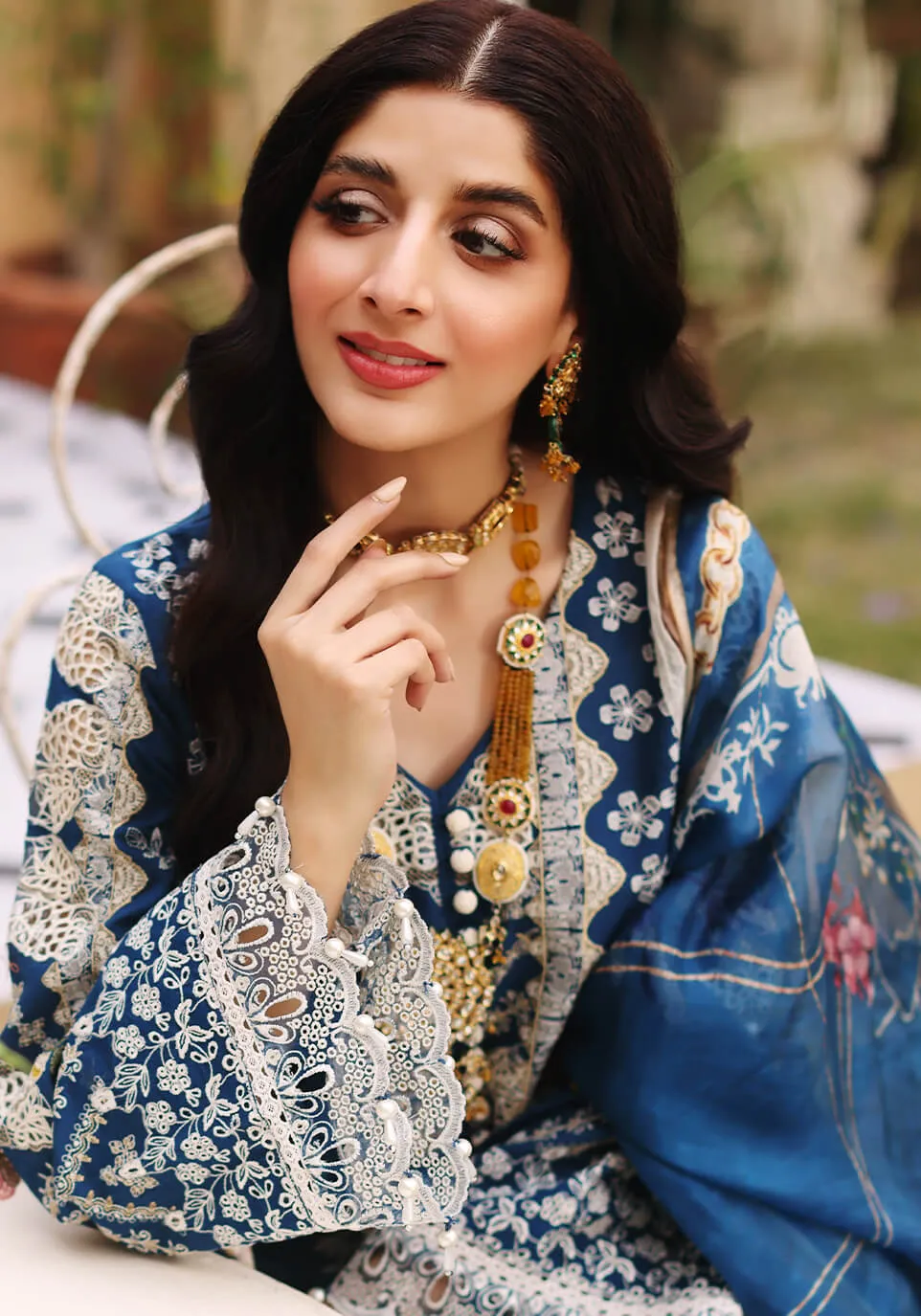 ELF-9B Azurite | Elaf Luxury Festive Lawn Collection 2022 | Unstitched Embroidered Lawn Suits