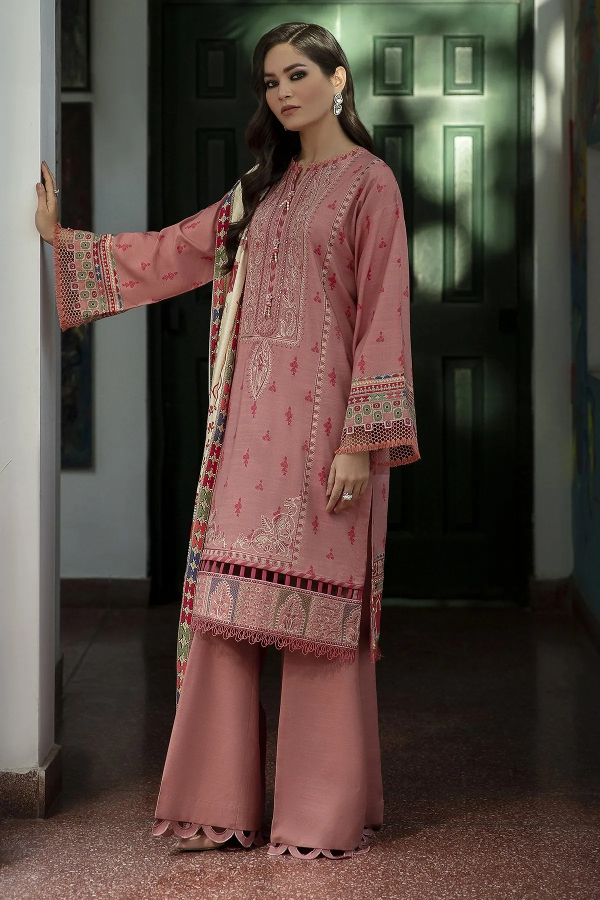 ELINOR | Jazmin Iris Winter Collection 2021 | Unstitched Embroidered Viscose Slub Khaddar Suit