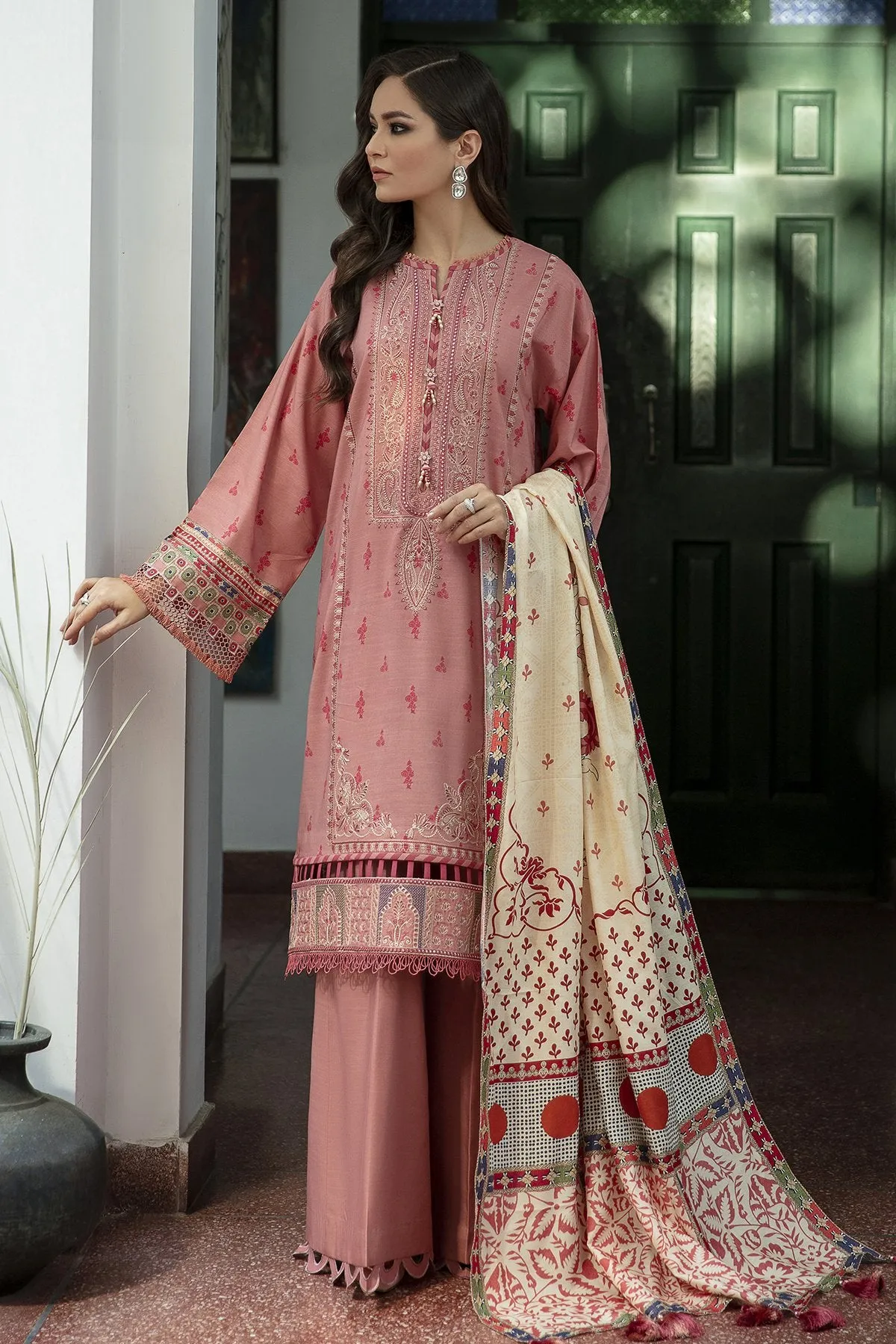ELINOR | Jazmin Iris Winter Collection 2021 | Unstitched Embroidered Viscose Slub Khaddar Suit
