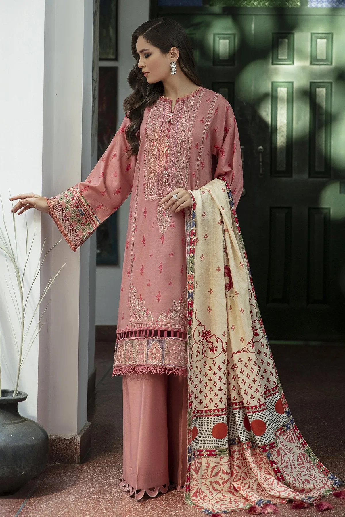 ELINOR | Jazmin Iris Winter Collection 2021 | Unstitched Embroidered Viscose Slub Khaddar Suit