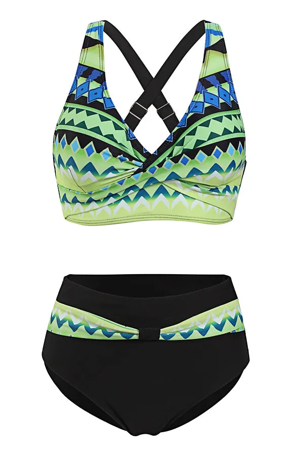 Fashion Color Contrast Printed Bikini