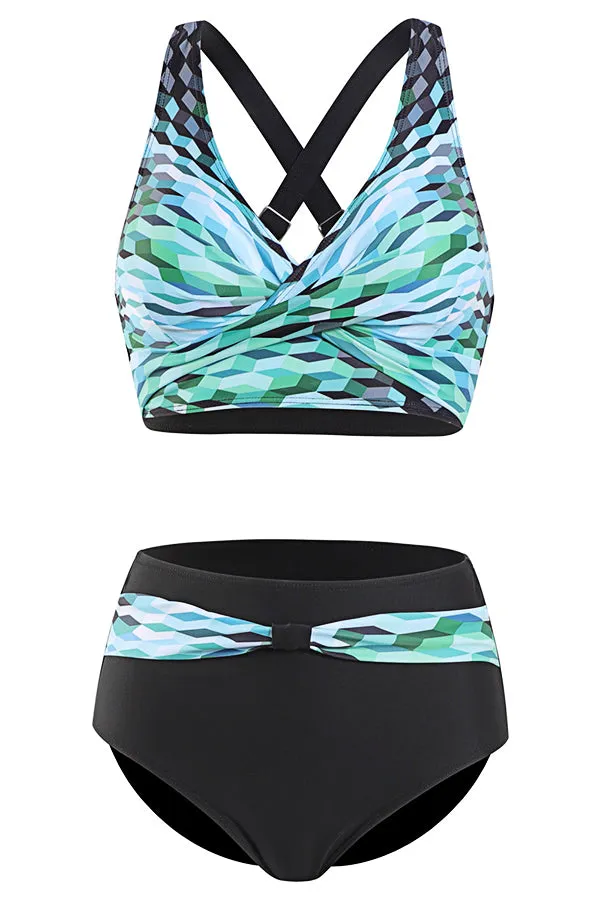 Fashion Color Contrast Printed Bikini