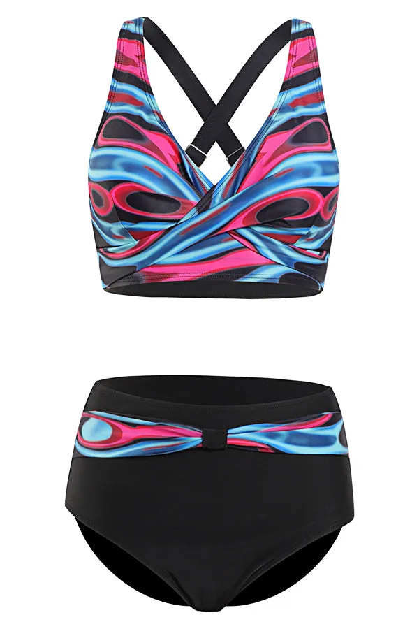 Fashion Color Contrast Printed Bikini