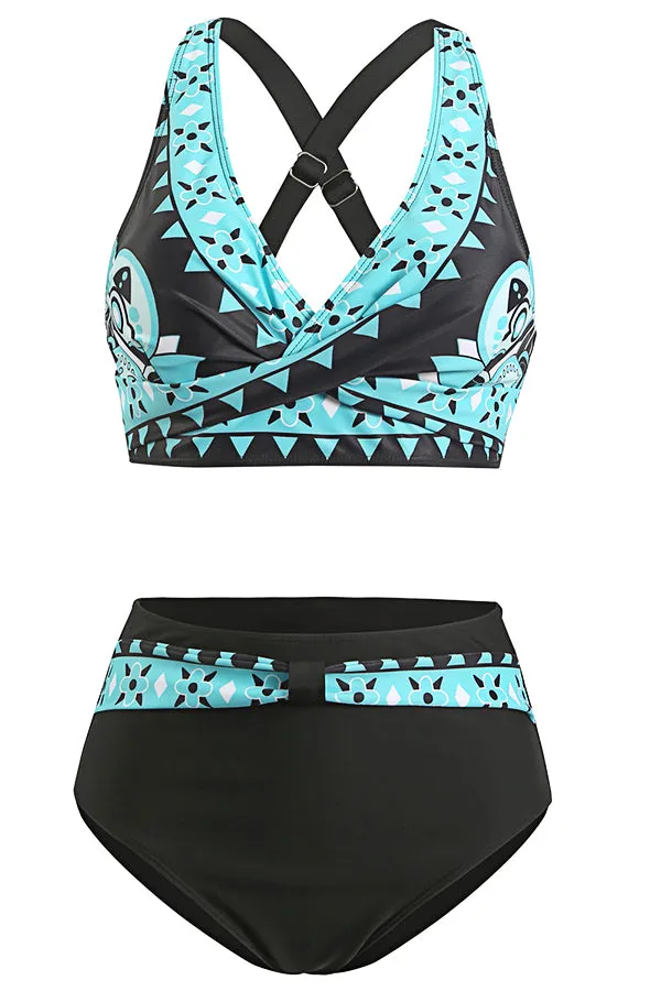 Fashion Color Contrast Printed Bikini