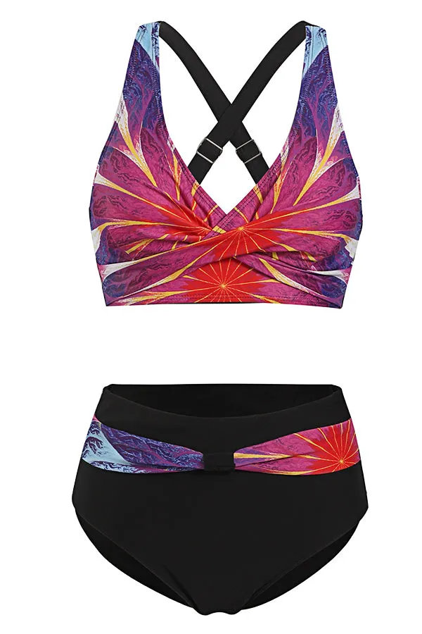 Fashion Color Contrast Printed Bikini