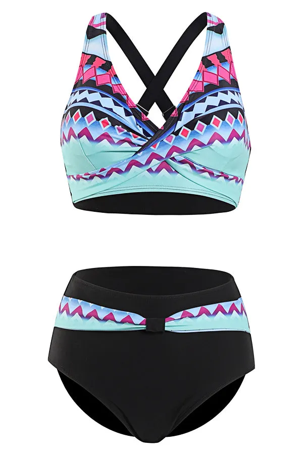 Fashion Color Contrast Printed Bikini