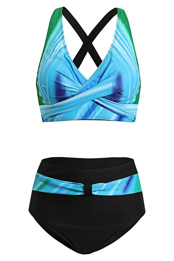 Fashion Color Contrast Printed Bikini