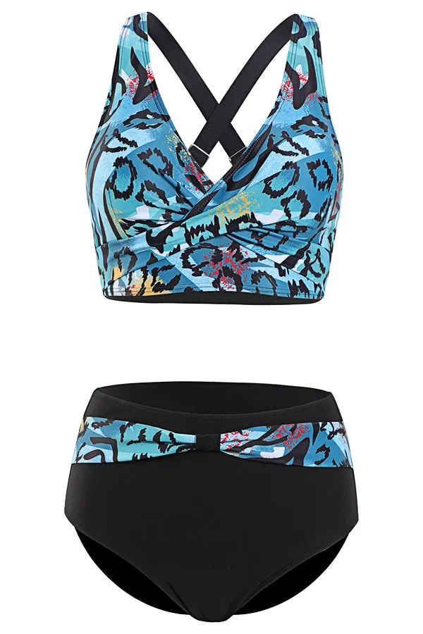 Fashion Color Contrast Printed Bikini
