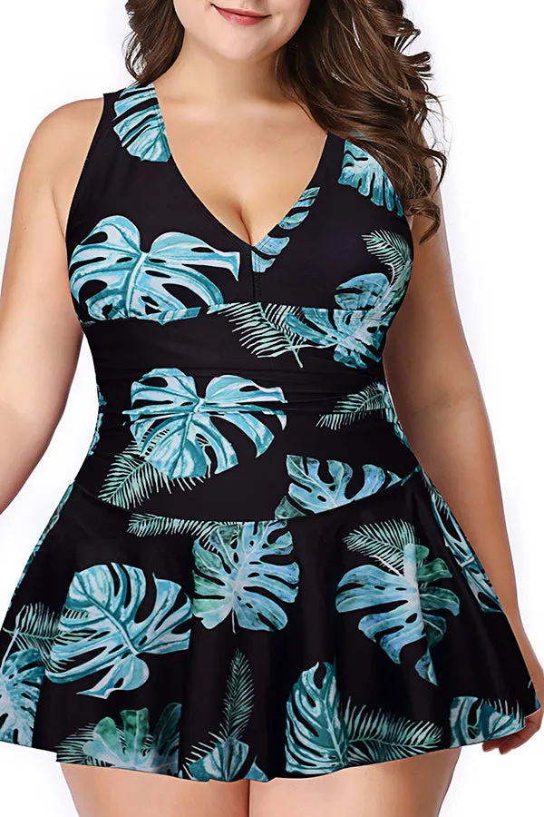 Fashion Printed Split Swimsuit