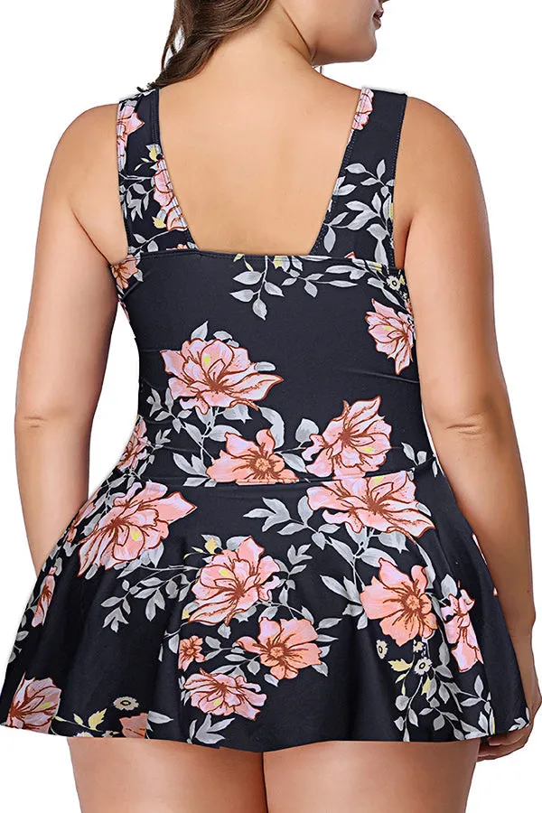 Fashion Printed Split Swimsuit