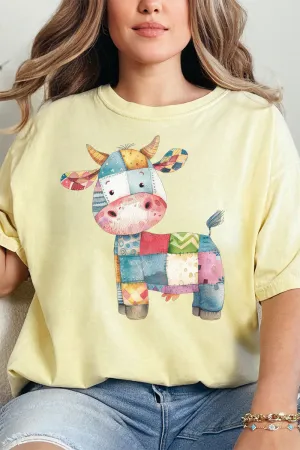 Faux Patchwork Cow Comfort Colors Adult Ring-Spun Cotton Tee